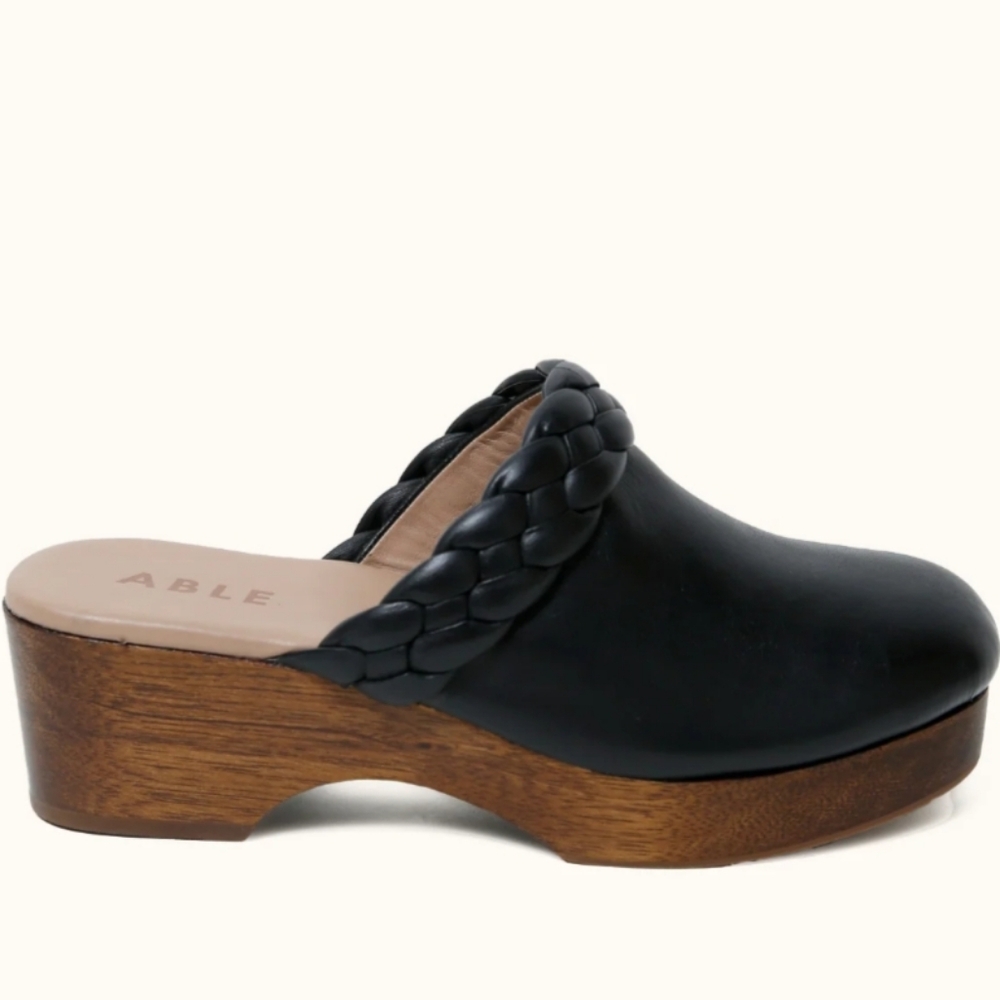 Able Whiley Leather Clog In Black Size 10.5M - Picture 2 of 14